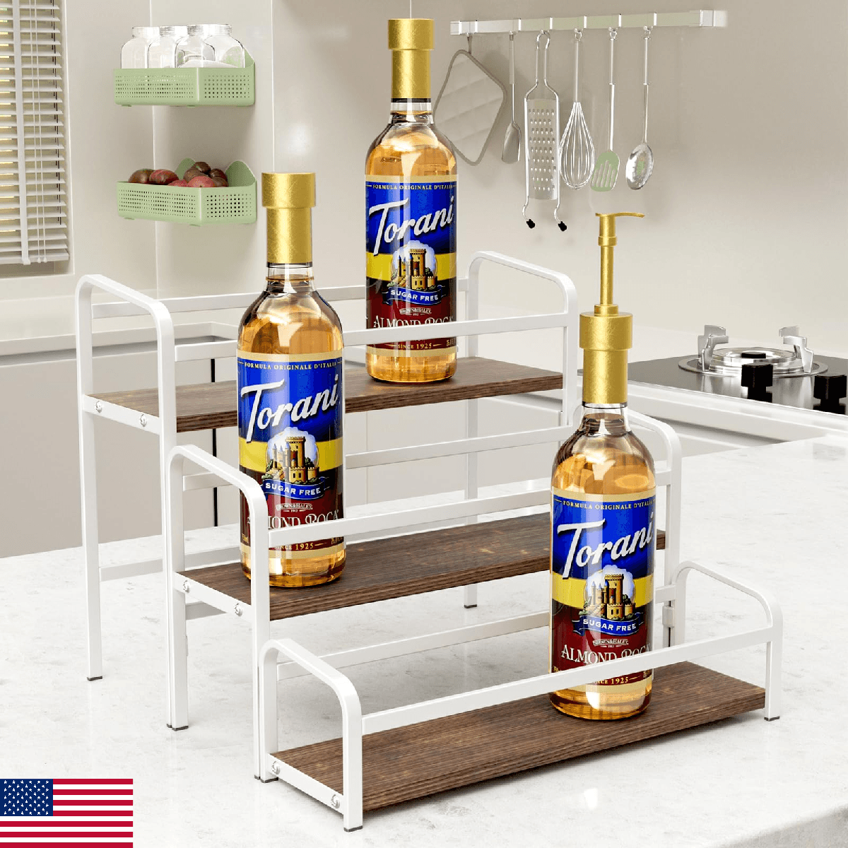 3-Tier Coffee Syrup Rack for Countertop, Large Capacity 12-Bottles Syrup Stand w - Image 1