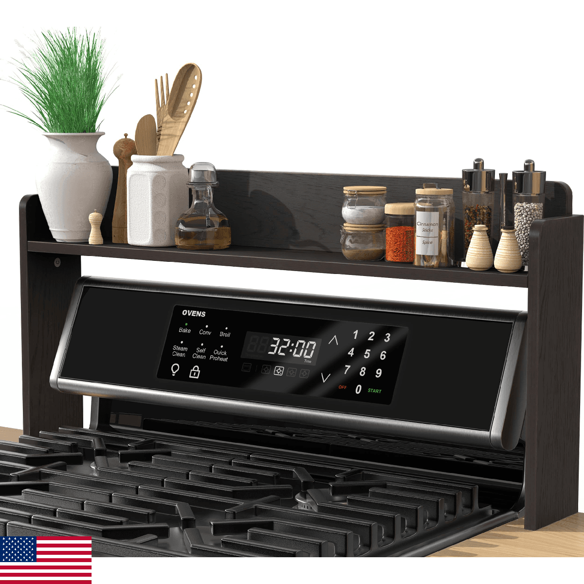 MyLifeUNIT Over The Stove Shelf 31.5" Wood Stove Top Shelf for Gas Electric Curv - Image 1