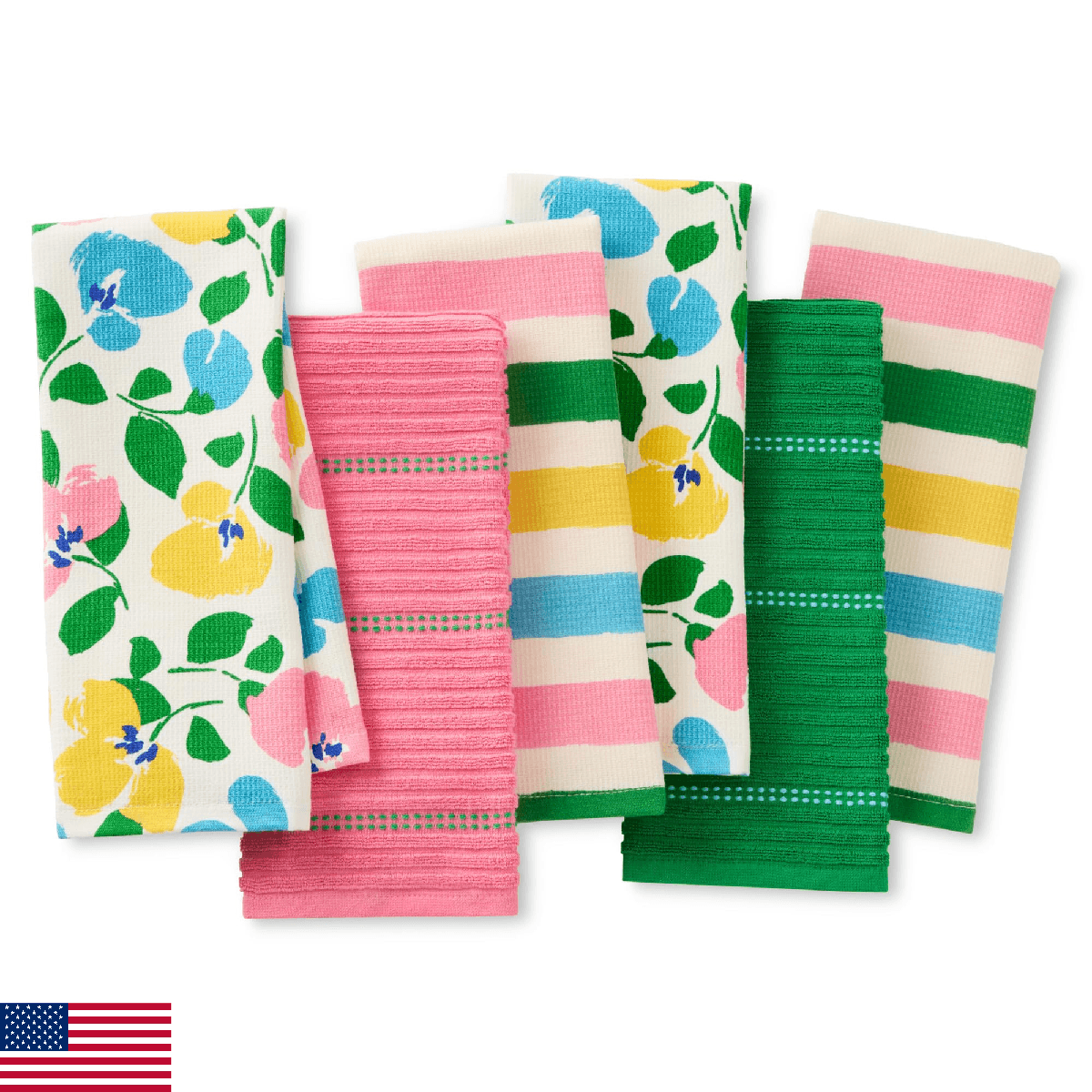 Kate Spade New York Painterly Bouquet & Bold Painterly Stripe Kitchen Towels 6-P - Image 1