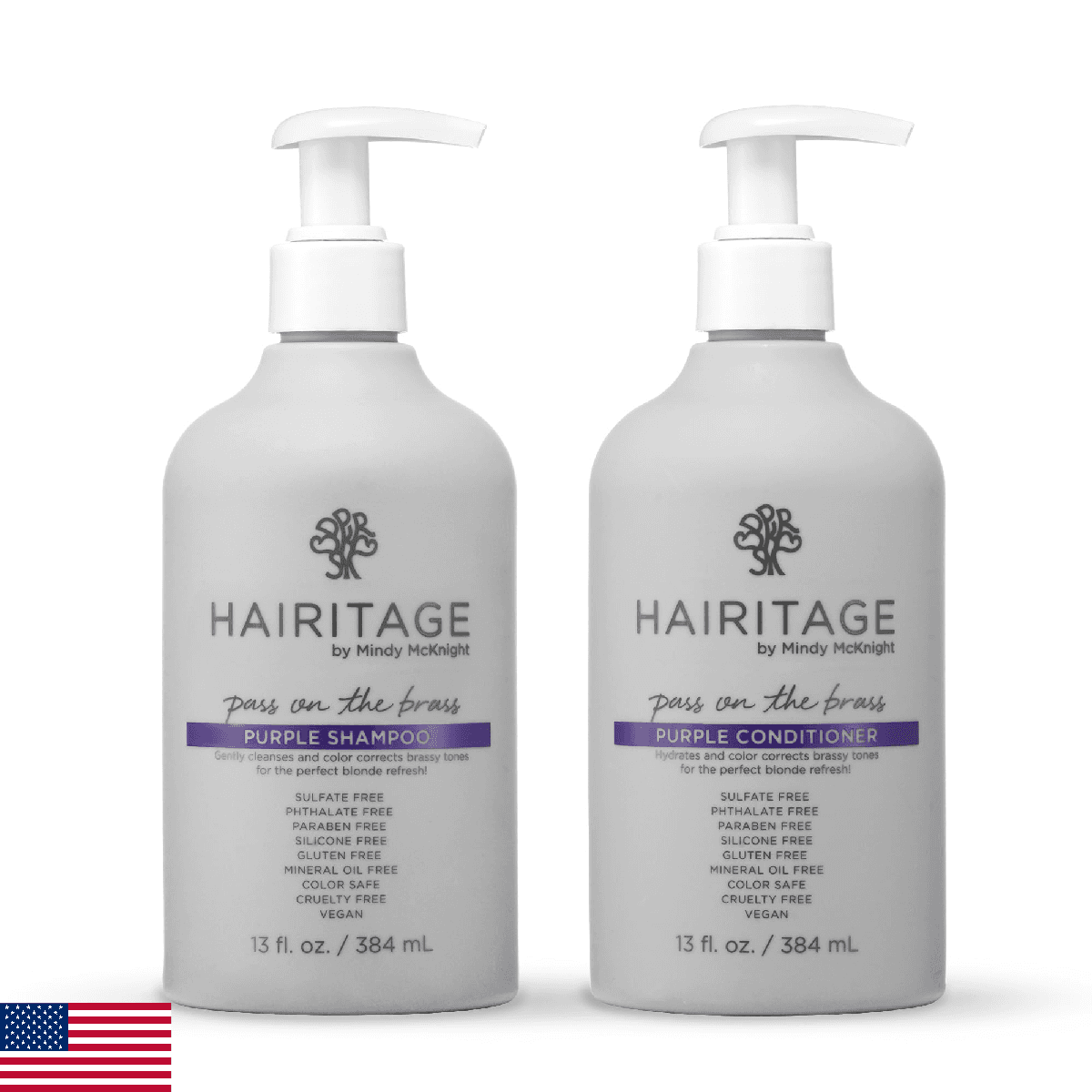 Hairitage Pass on Brass Purple Shampoo Conditioner for Color-Treated Hair 13oz - Image 1