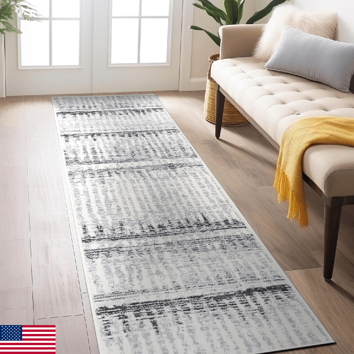 Rugshop Contemporary Bohemian Soft Runner Rug 2'x7' Gray - Image 1