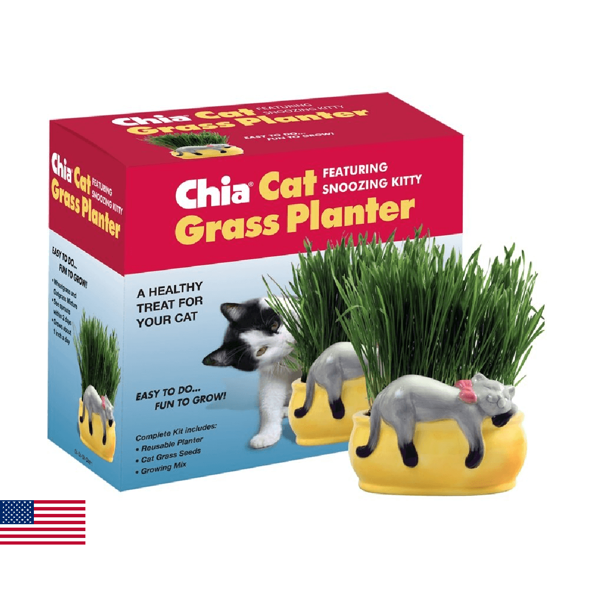 Chia Pet Kitty Cat Grass, Decorative Pottery Planter, Easy to Do and Fun to Grow - Image 1