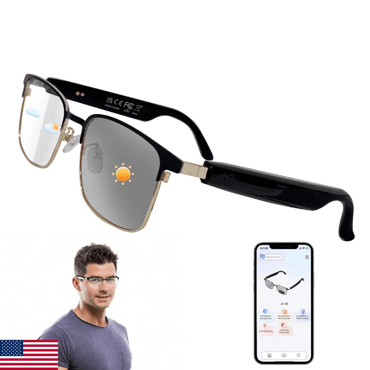 HAIXINDA AI Smart Glasses with ChatGPT, Bluetooth Glasses for Men & Women, Photo - Image 1