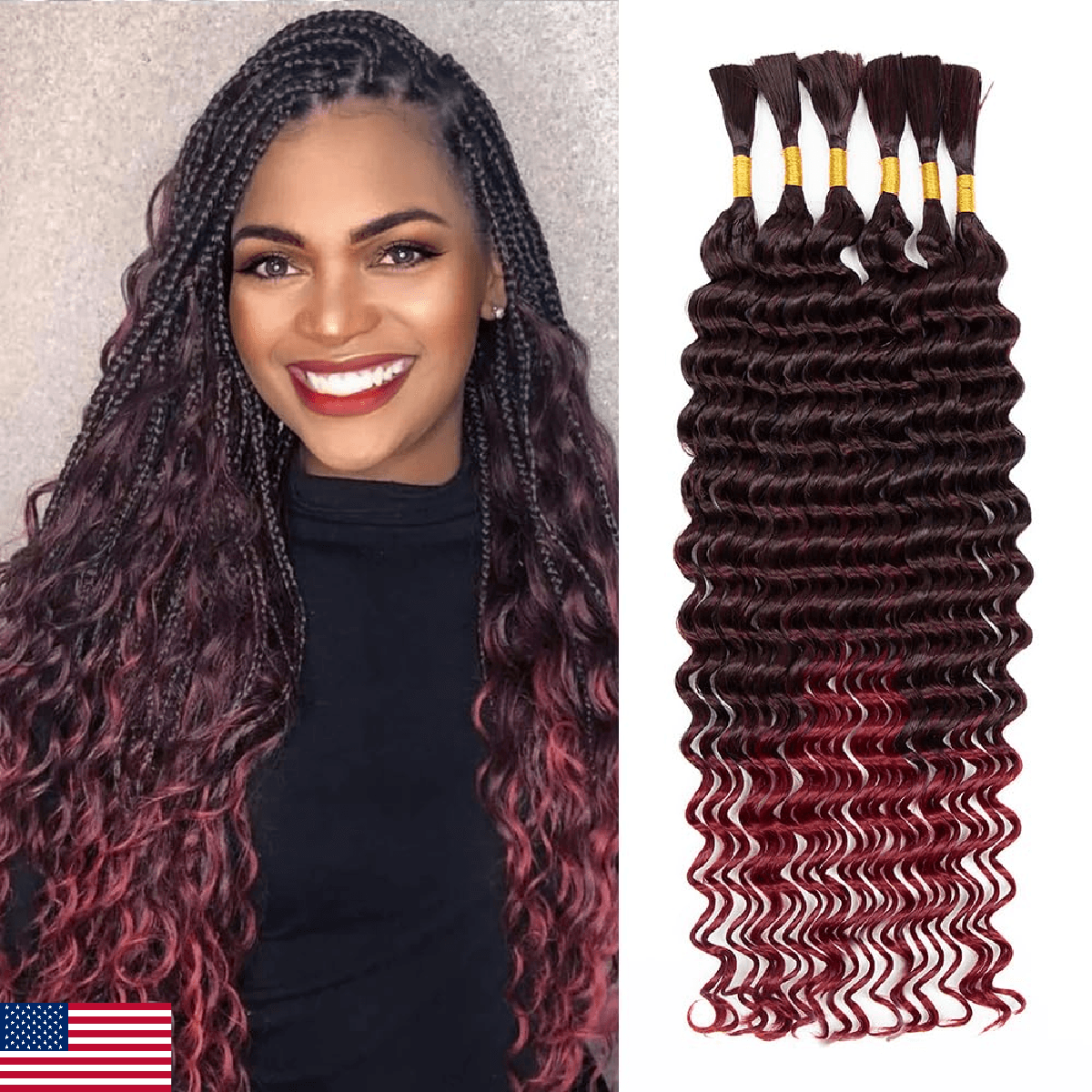 Deep Wave Bulk Hair Braiding Micro Faux Braiding Hair Boho Braids Wet and Wave 2 - Image 1