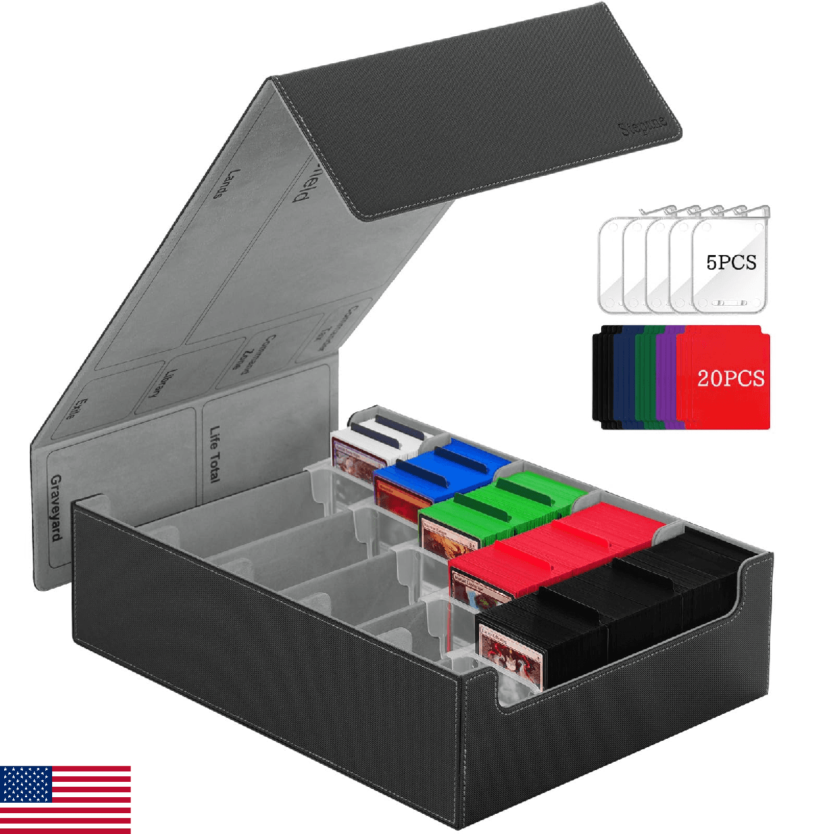 5 Row Trading Card Storage Box, 3800+Bulk Card Organizer Box with 20 Dividers & - Image 1