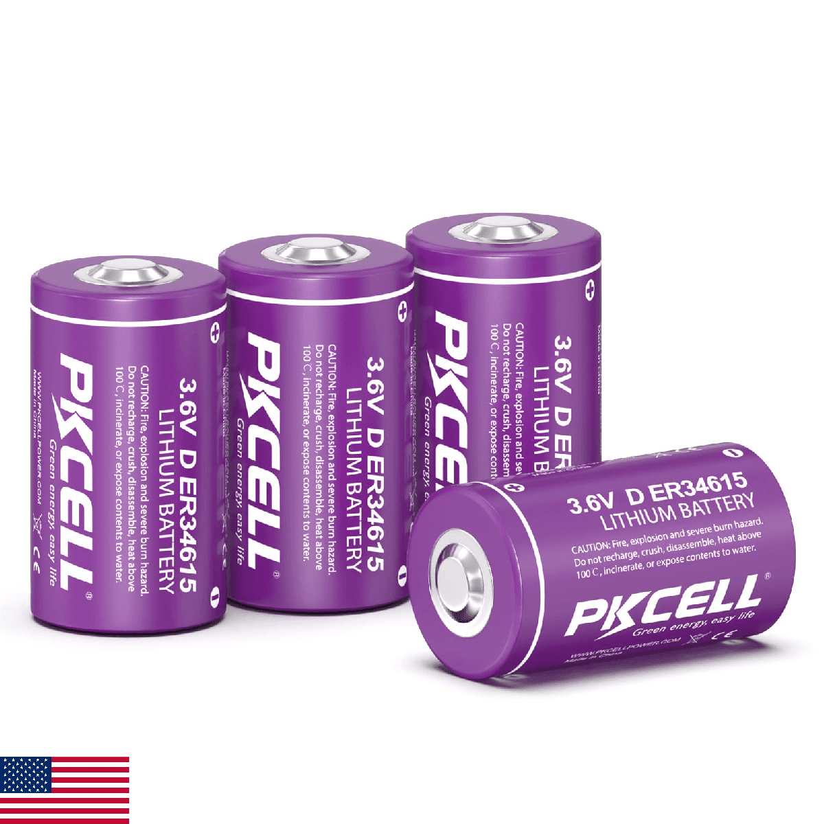PKCELL 4 Pack ER34615 Battery 19000mAh ER34615 D Cell 3.6V Lithium Battery (Non- - Image 1