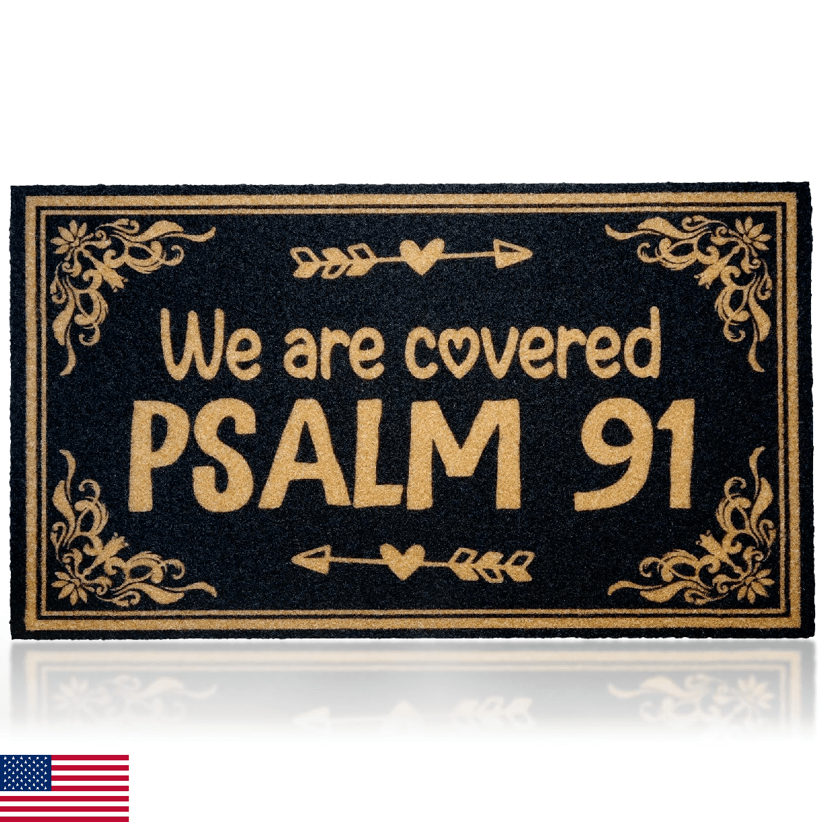 We are Covered Psalm 91 30W X 17L Entry Door Mat Floor Mat Bible Verse Welcome I - Image 1