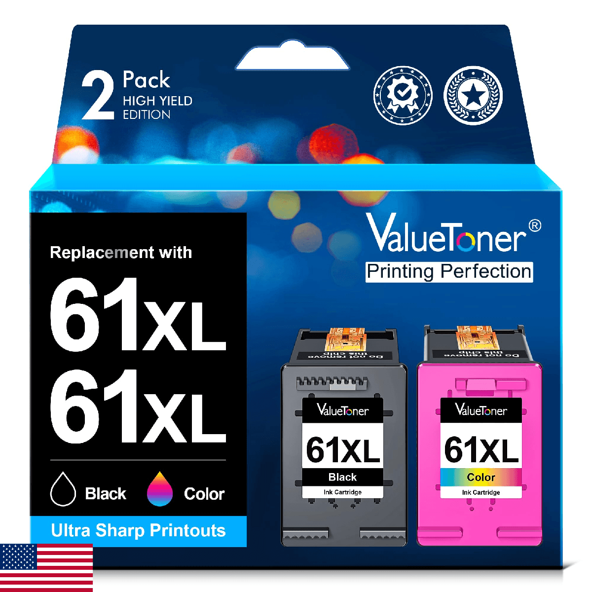 Valuetoner 61XL Ink Cartridges Replacement for HP 61 Ink Cartridge Combo Pack 61 - Image 1