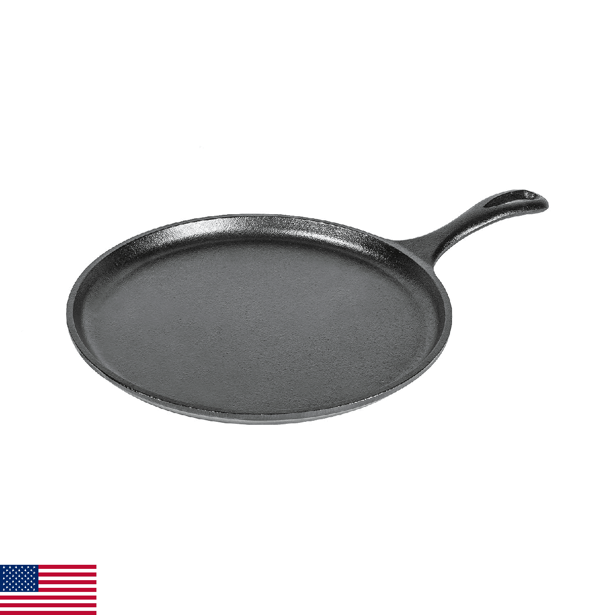 Lodge L9OG3 Cast Iron Round Griddle, Pre-Seasoned, 10.5-inch - Made in USA, Comp - Image 1