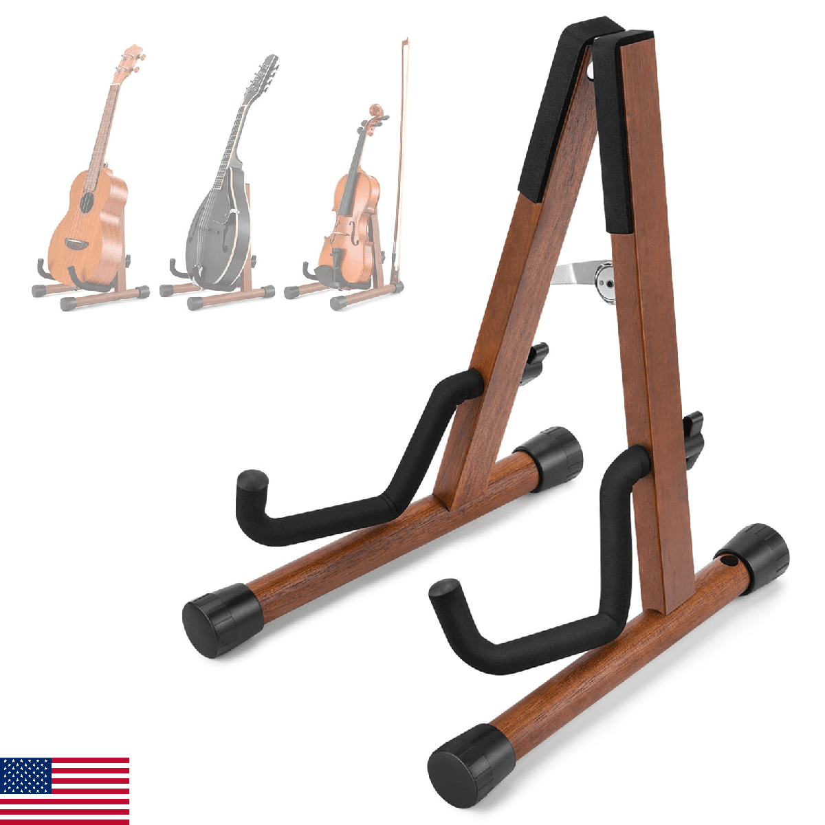 Donner Wood Ukulele Stand Mini Guitar Stand for Violin, Hush Guitar, Mandolin, B - Image 1
