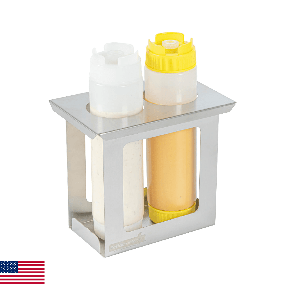 Restaurantware Stainless Steel Squeeze Bottle Holder - 1 Case - 7.01 x 4.49 x 6. - Image 1