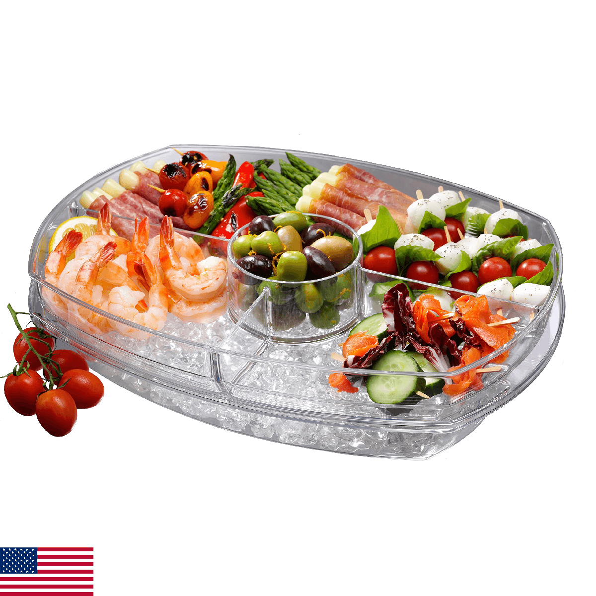Prodyne SB-5 Flip-Lid Appetizers On Ice, 15", Clear - Image 1