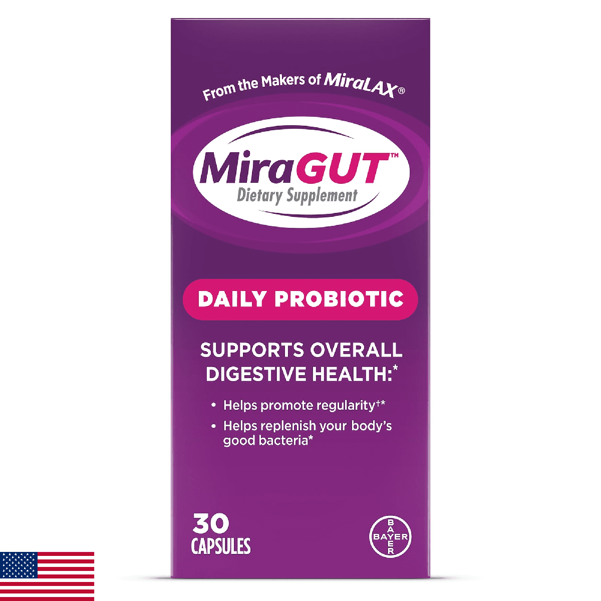 from The Makers of MiraLAX, MiraGUT Daily Probiotic, Probiotics for Digestive He - Image 1