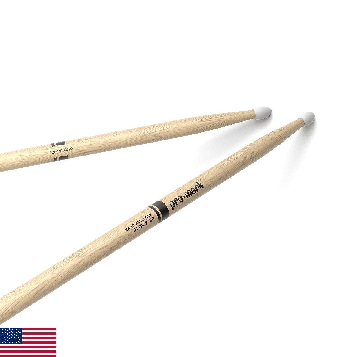 ProMark Drum Sticks - Classic Attack 5B Shira Kashi Oak Drumsticks, Oval Nylon T - Image 1