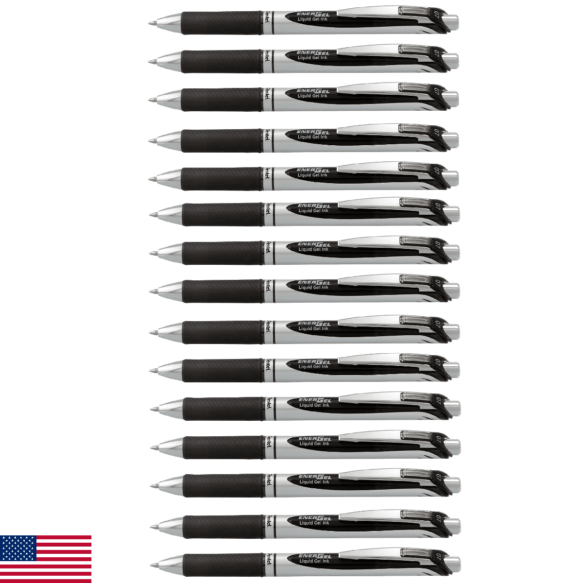 Pentel EnerGel RTX Deluxe Retractable Liquid Gel Pen, Fine .7mm Metal Tip, Black - Image 1