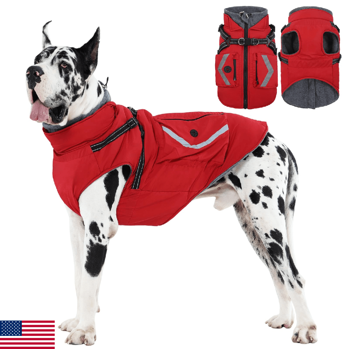 FUAMEY Dog Winter Coat Waterproof, Warm Fleece Lined Jacket for Dogs, Extra Larg - Image 1