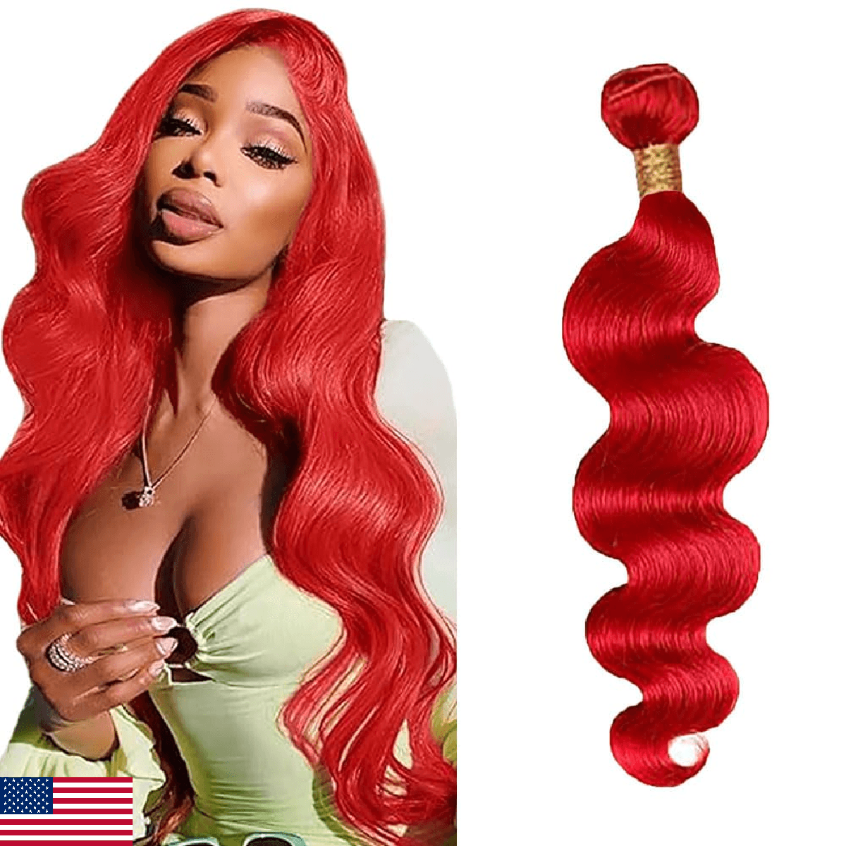 Red Human Hair Bundles Red Body Wave Bundles Hair Weave 32 Inch 8A Brazilian Vir - Image 1