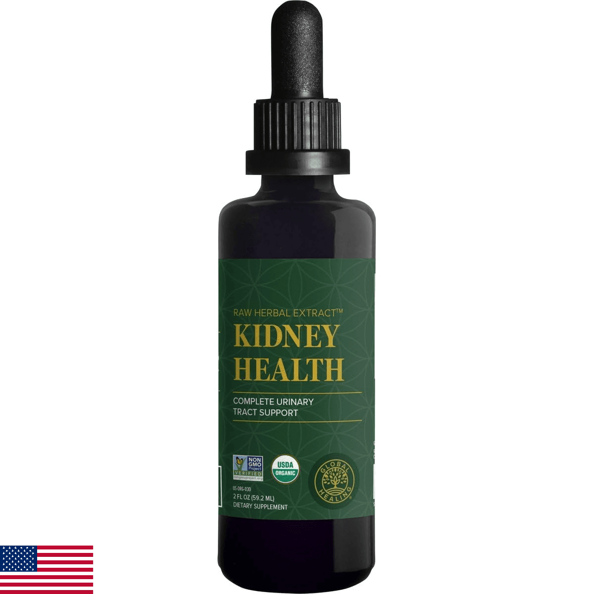 Global Healing USDA Organic Kidney Health with Cranberry & Hydrangea - Kidney Cl - Image 1