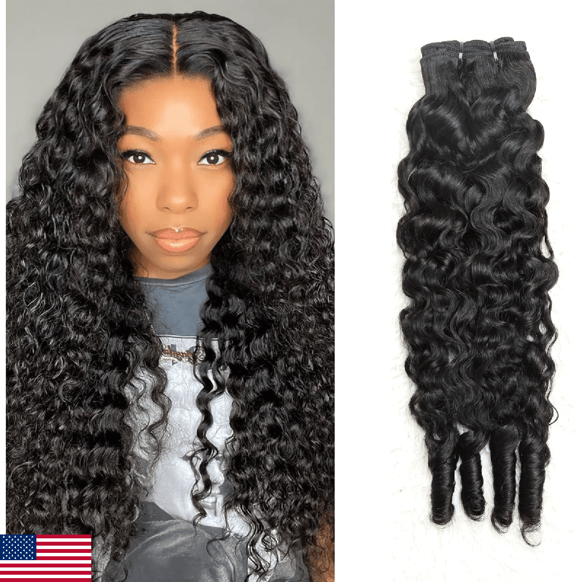 Water Wave Burmese Curly Bundles Human Hair Curly Human Hair Bundles Weave with - Image 1