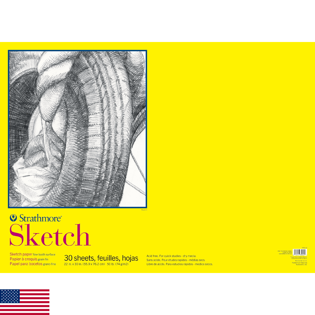 Strathmore 300 Series Sketch Paper Pad for Drawing Artists Students 22x30 Inches - Image 1