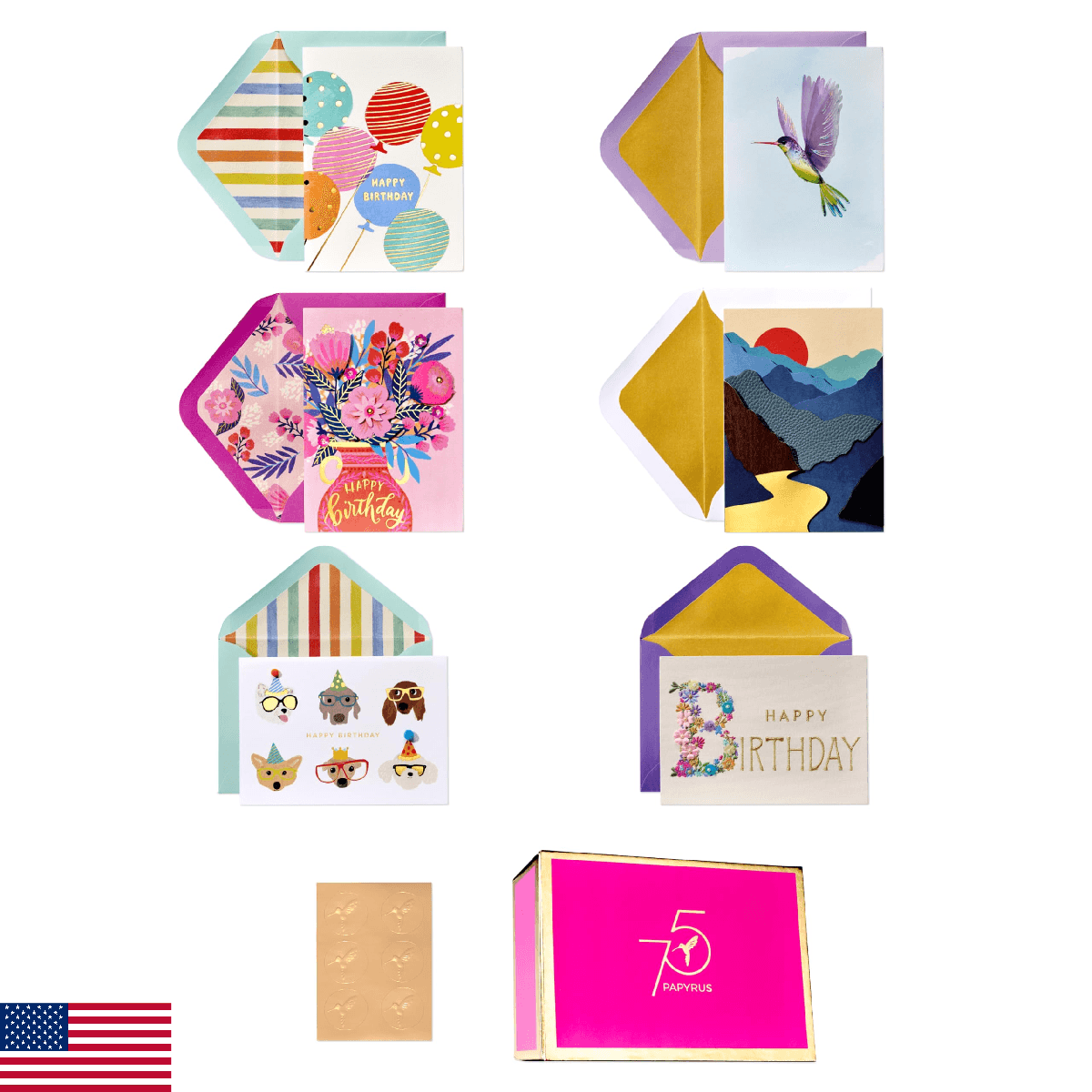 Papyrus 75th Anniversary Greeting Card Assortment for Birthday and All Occasion - Image 1