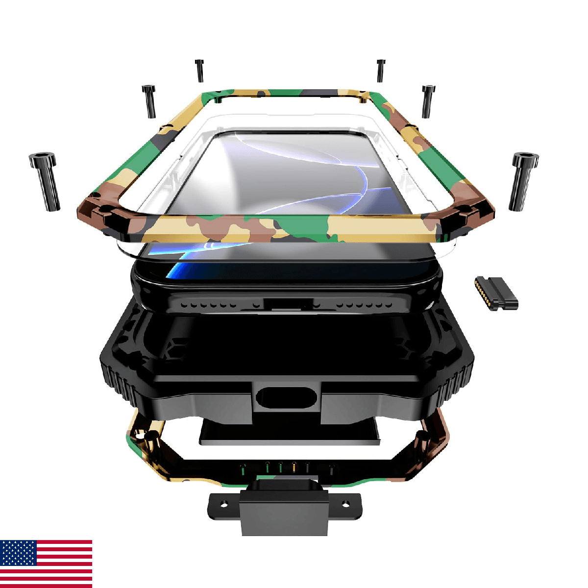 Lunivop iPhone 17 Pro Heavy Duty Case Built-in Screen Protector Rugged Metal Bum - Image 1