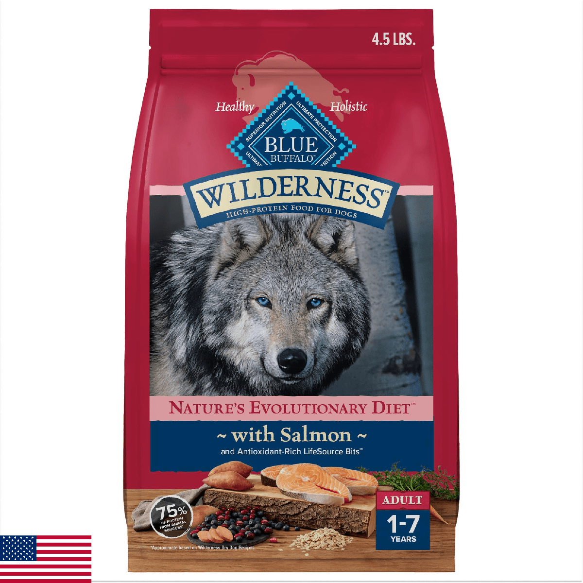 Blue Buffalo Wilderness Natural High-Protein Dry Food for Adult Dogs, Salmon Rec - Image 1