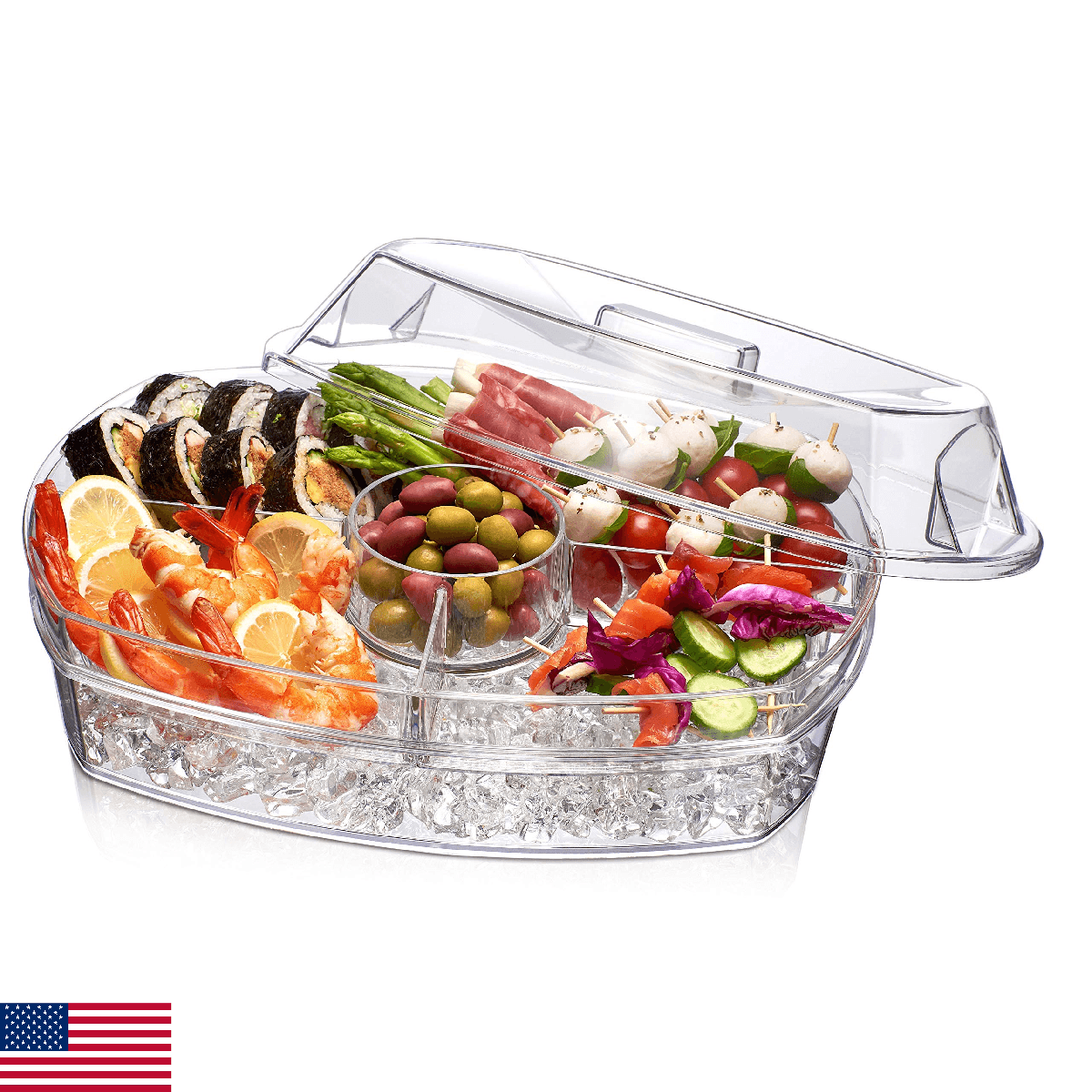 Prodyne Ice Party Platter, 15 1/2" x 11" x 6", Clear - Image 1