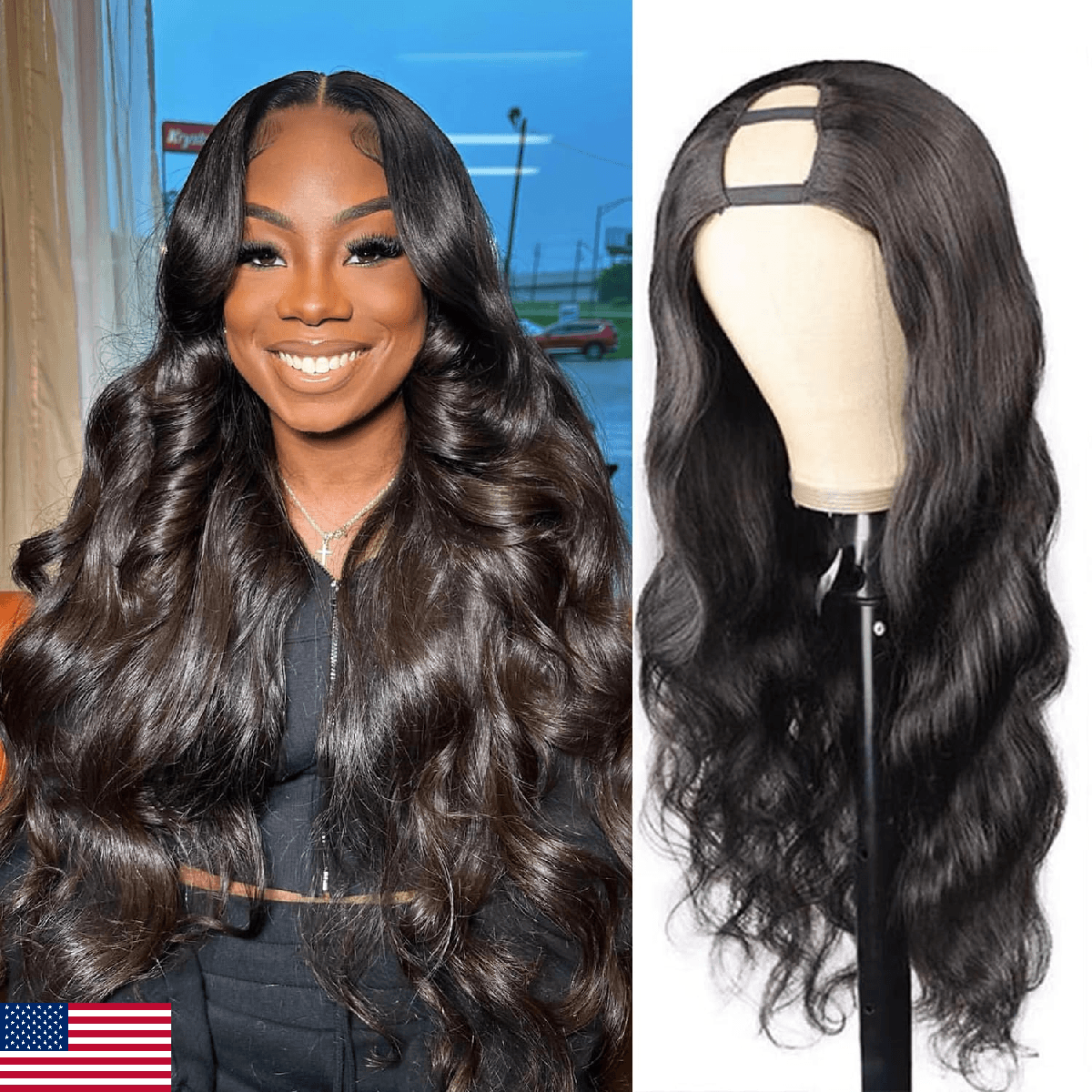 BYYASAA U Part Human Hair Wig Body Wave U Part Wig Human Hair for Black Women Gl - Image 1