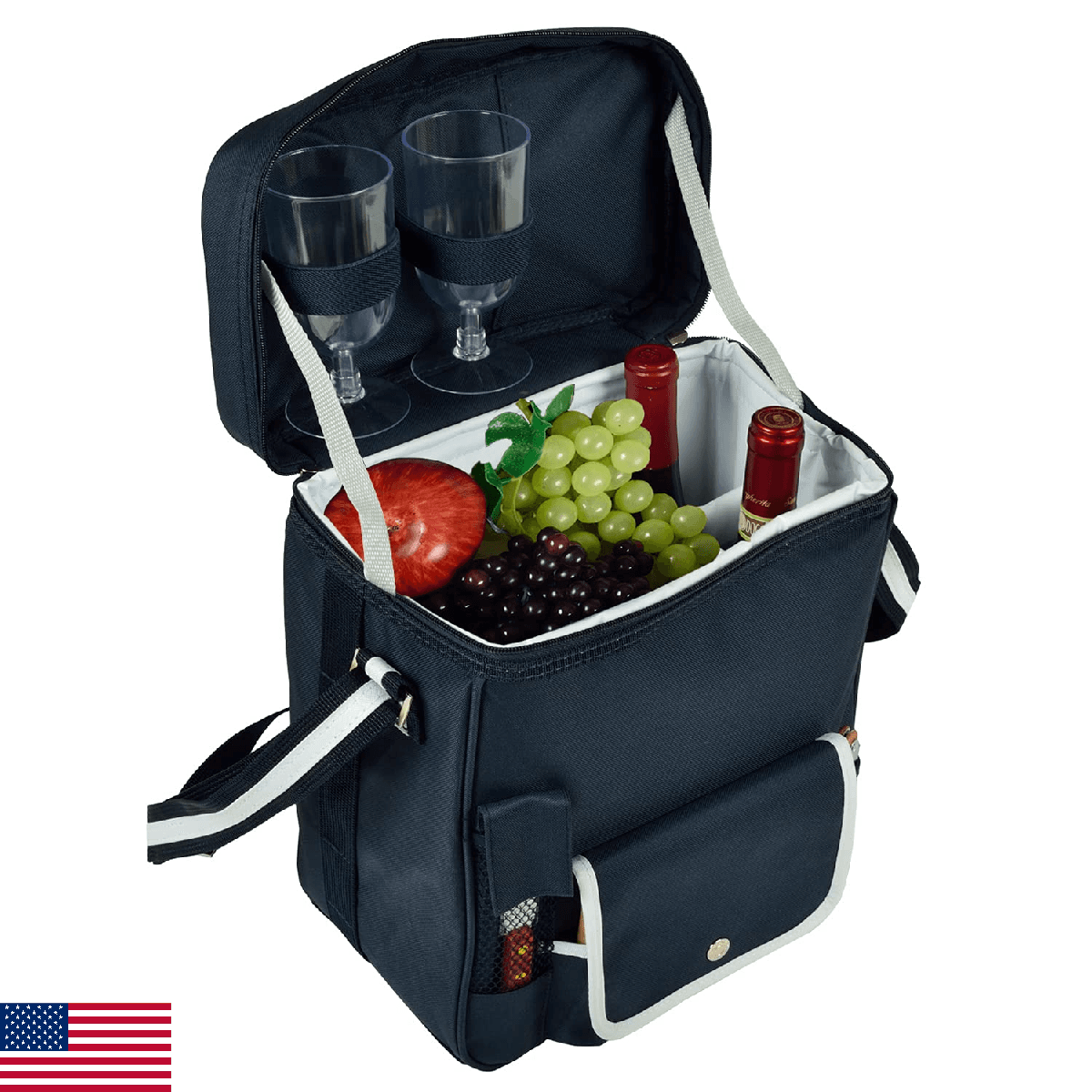 Picnic at Ascot Wine and Cheese Picnic Basket/Cooler with hardwood cutting Board - Image 1