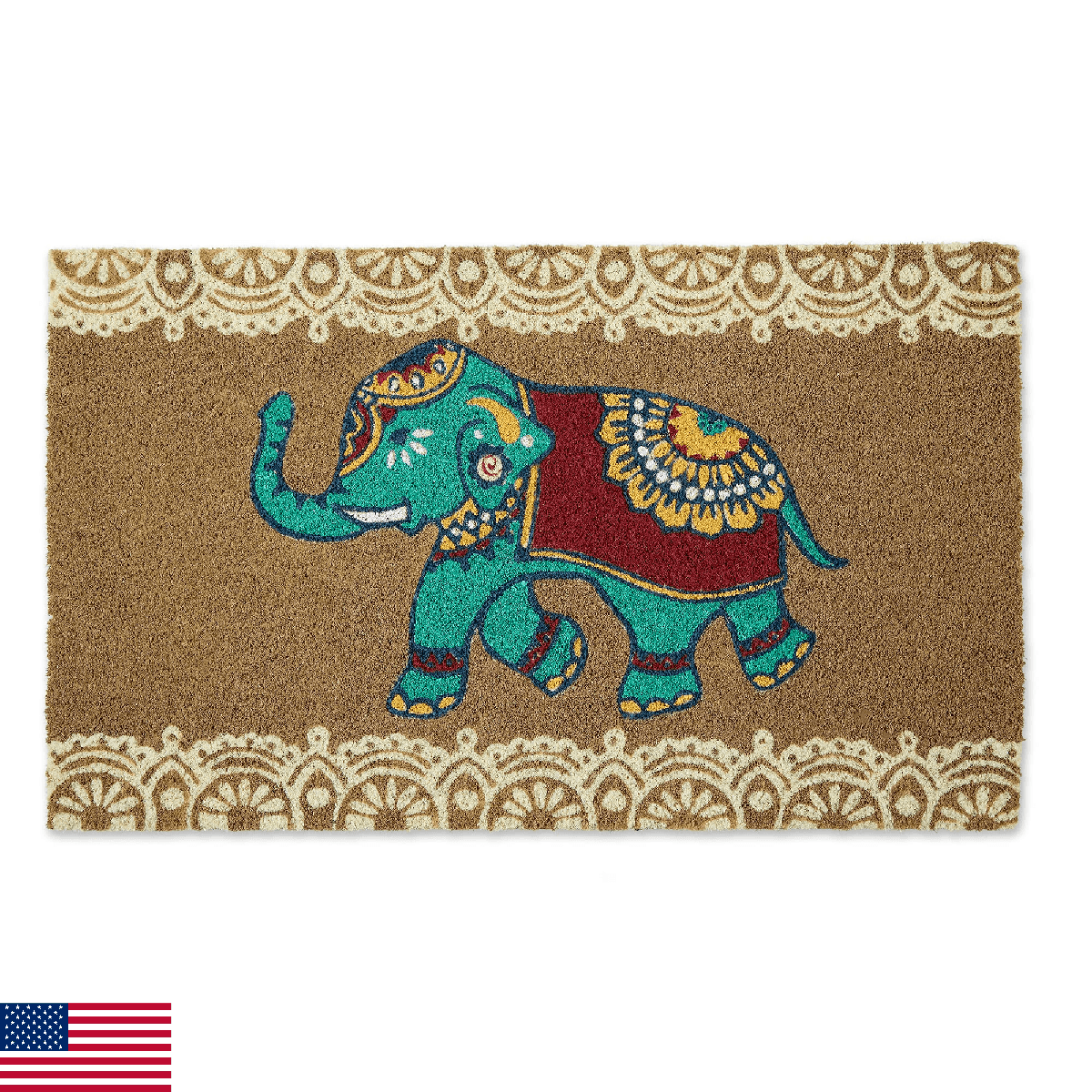 DII Animal Collection Natural Coir Doormat, 17x29, Indian Elephant - Image 1