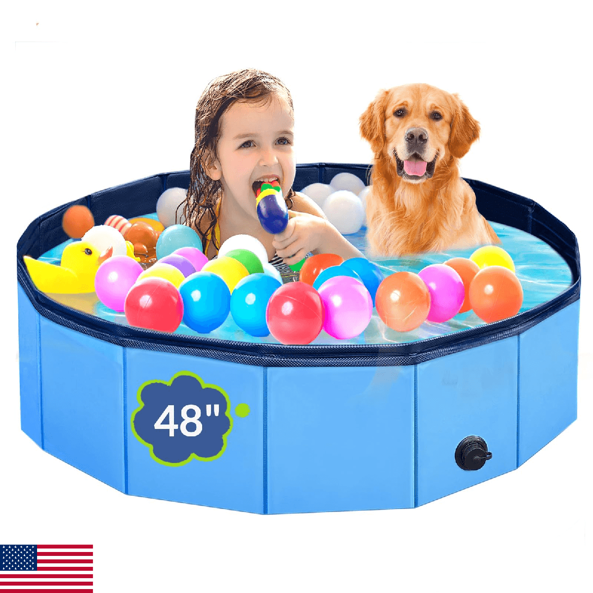 Dog Pool, Foldable Pet Swimming Pool with 6mm High-Strength PP Board, Hard Plast - Image 1