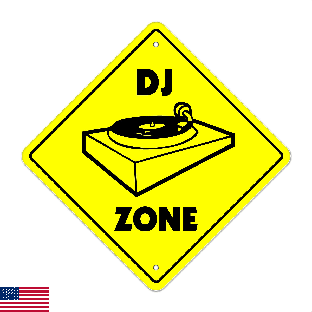 Dj Crossing Sign Zone Xing | Indoor/Outdoor | 20" Tall Turntables Gear Lighting - Image 1
