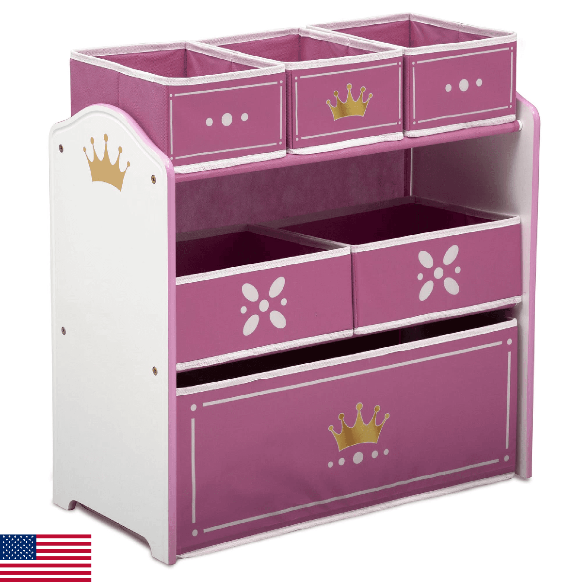 Delta Children Princess Crown Design & Store 6 Bin Toy Storage Organizer - Green - Image 1