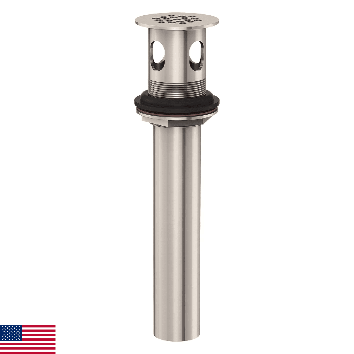 Danze DA505084BN Metal Grid Strainer Assembly w/ Overflow, 1-1/4" Tailpiece, BN - Image 1