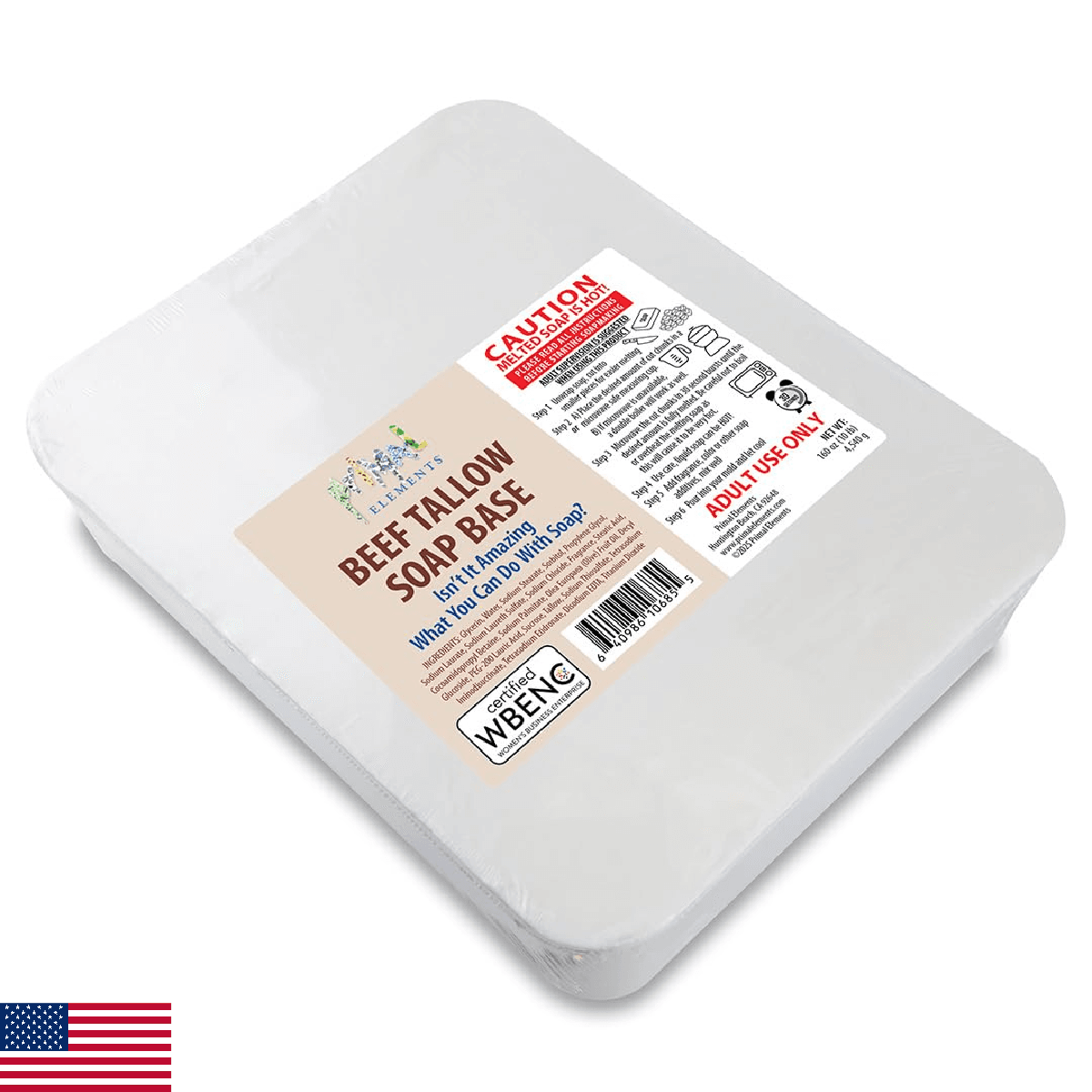 Primal Elements Beef Tallow Soap Base - Moisturizing Melt and Pour Glycerin Soap - Image 1