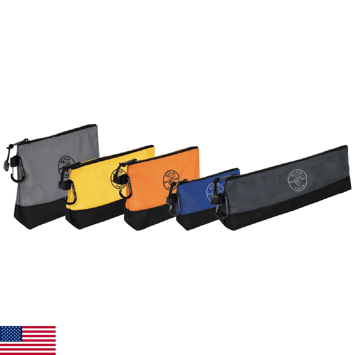 Klein Tools 55569 Stand-Up Zipper Bag Tool Pouch with Carabiners, Reinforced Gus - Image 1