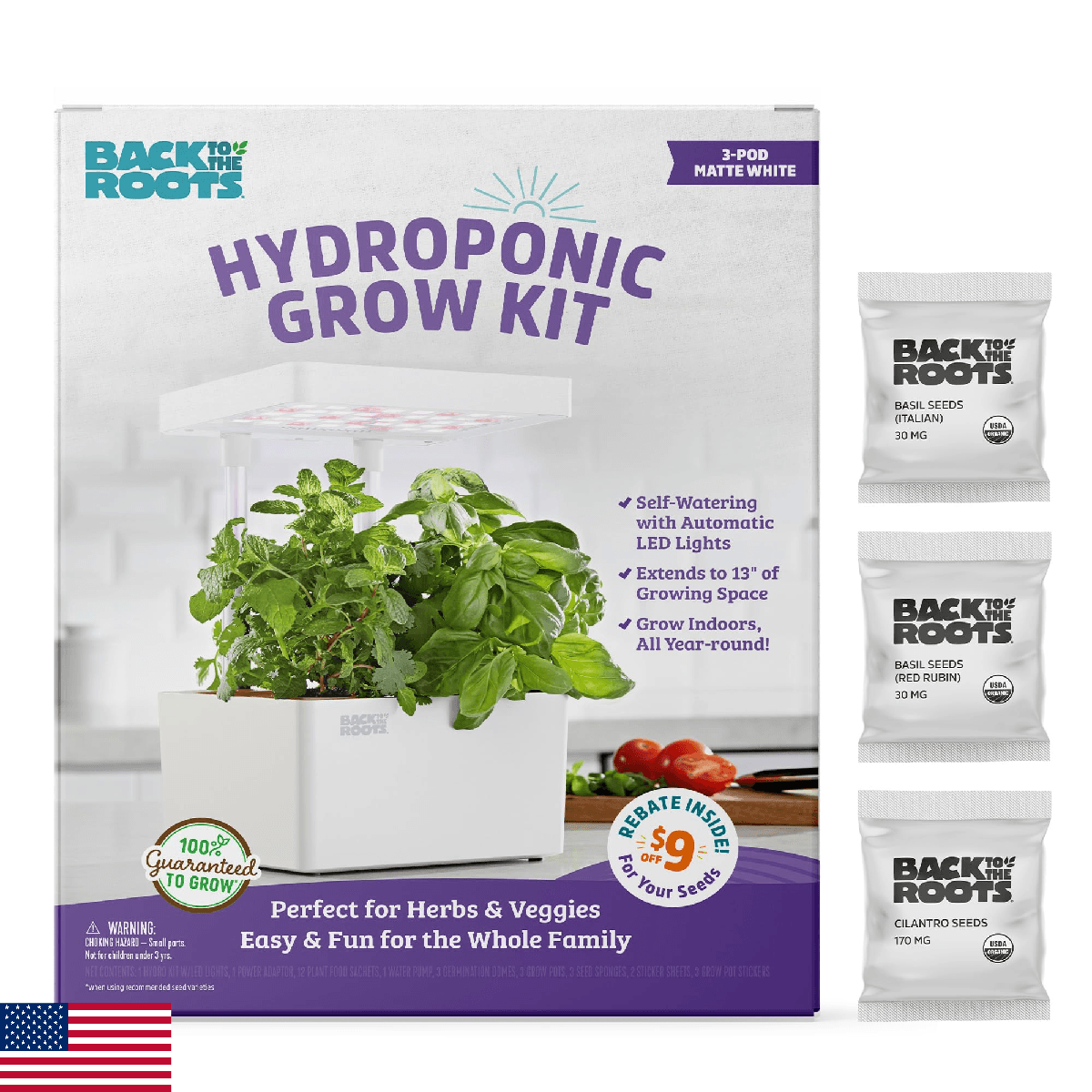 Back to The Roots New Hydroponic Grow Kit, LED Indoor Garden - Image 1