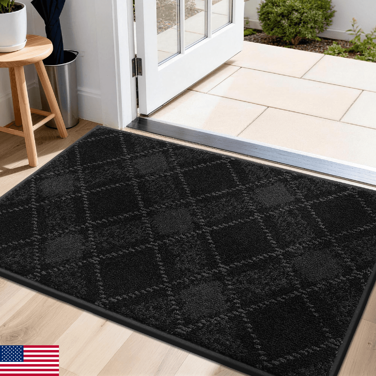 COSY HOMEER Indoor Door Mat Non-Slip Entryway Rug Washable 20x32 Black - Image 1