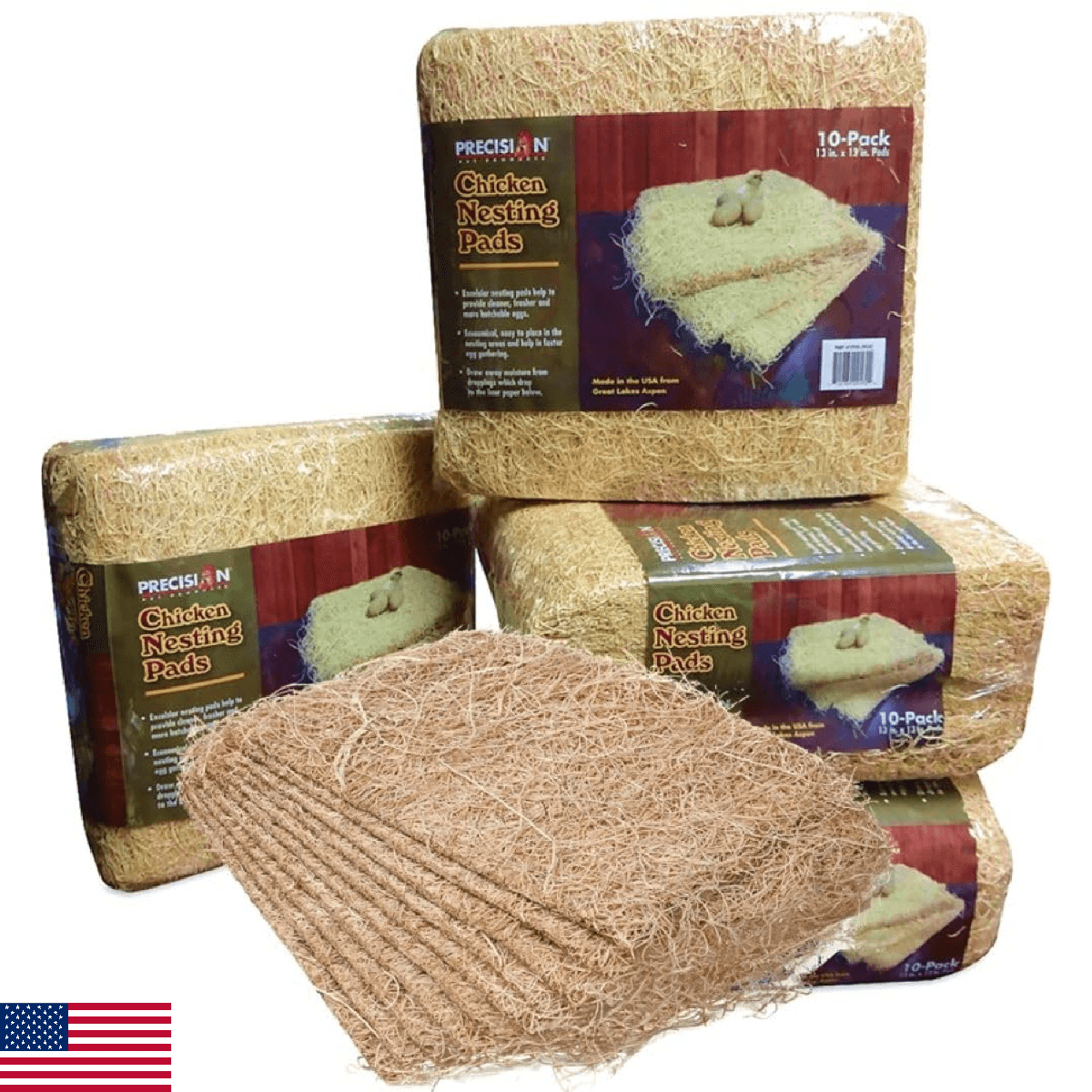 PRECISION PET Chicken Nesting Pads by Petmate – 13” x 13” Premium Chicken Beddin - Image 1