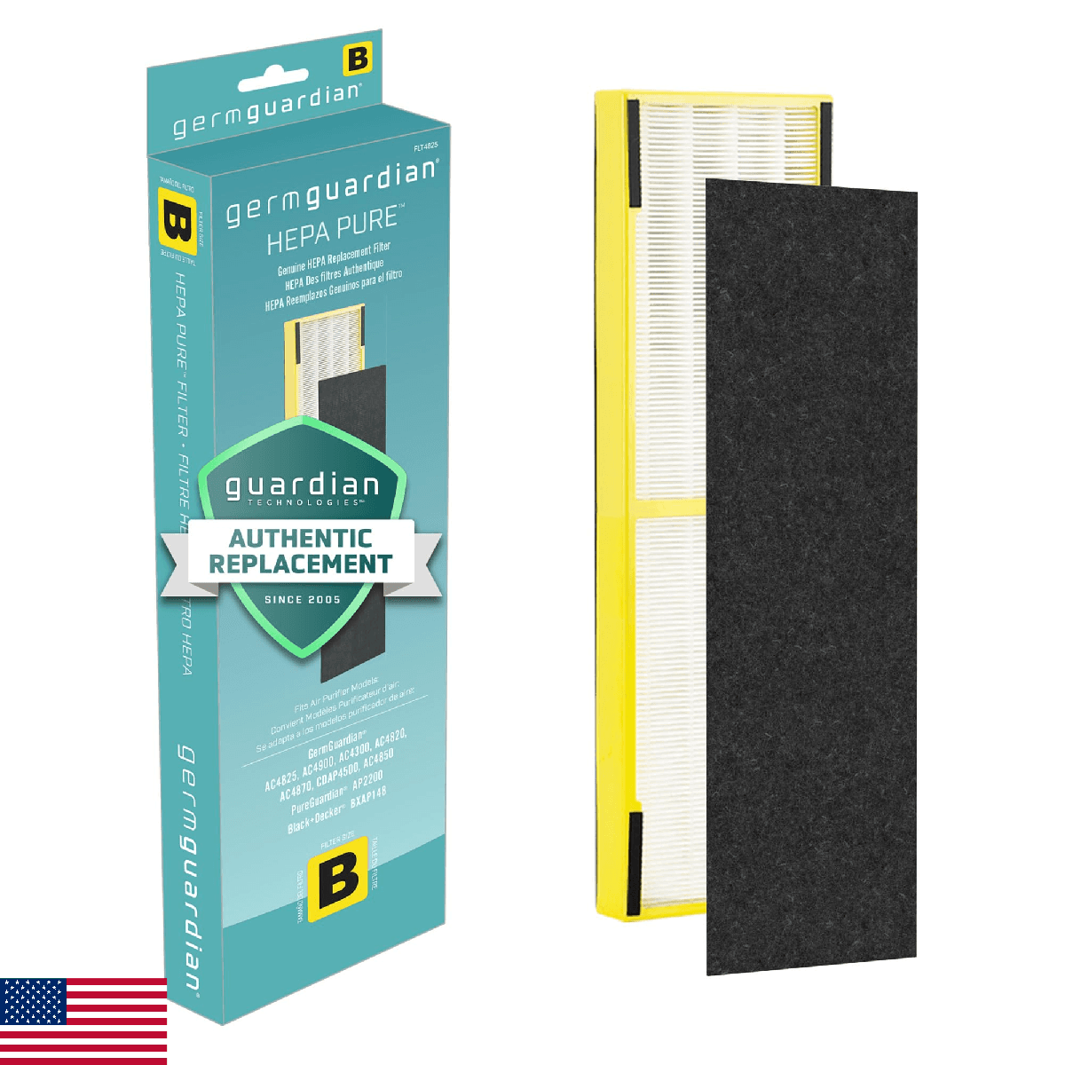 GermGuardian Filter B HEPA Pure Genuine Air Purifier Filter, Removes 99.97% of P - Image 1