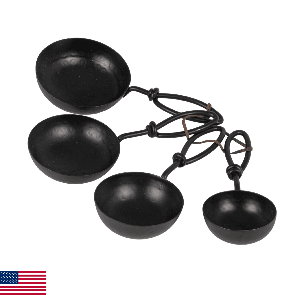 Creative Co-Op Hammered Stainless Steel Scoops, Black, Set of 4 - Image 1