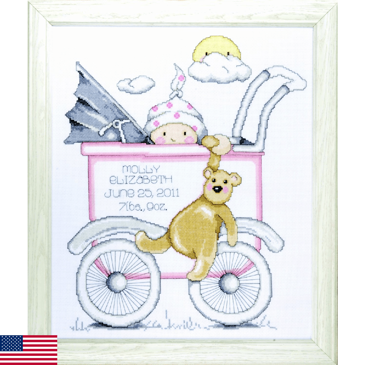Tobin Baby Buggy Girl, 13 x 15 Cross Stitch Kit, 13"x15" 14 Count, Model:T21743 - Image 1
