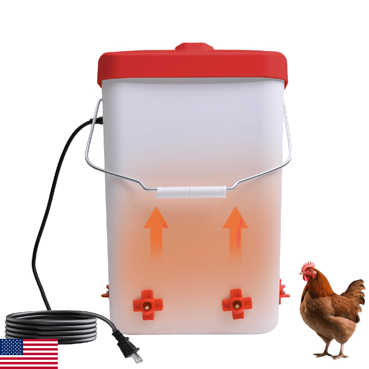 Tetuga Heated Chicken Waterer 3 Gallon Poultry Water Heater with 4 Nipples Freez - Image 1