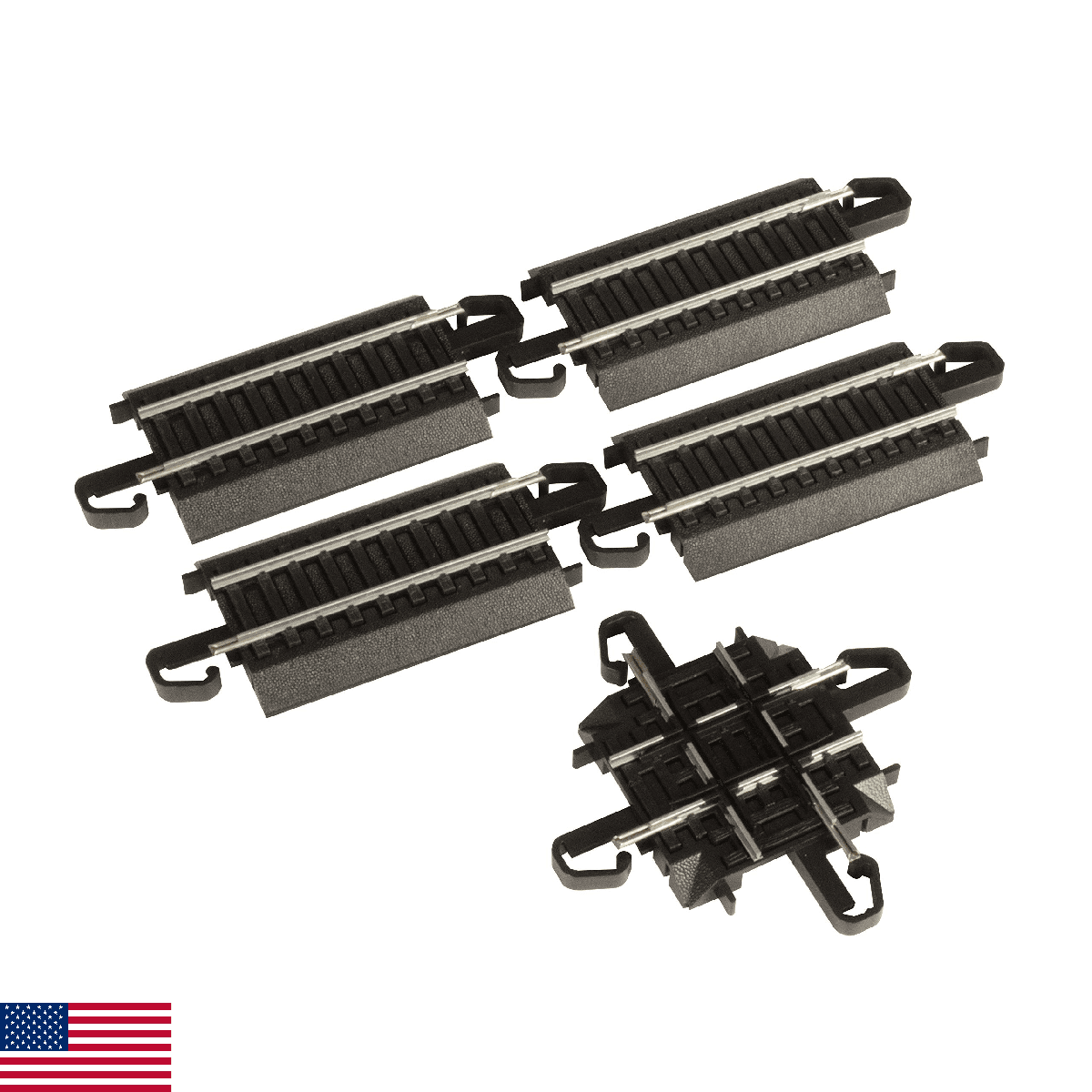 Bachmann Trains - Snap-Fit E-Z TRACK 90 DEGREE CROSSING (1/card) - STEEL ALLOY R - Image 1