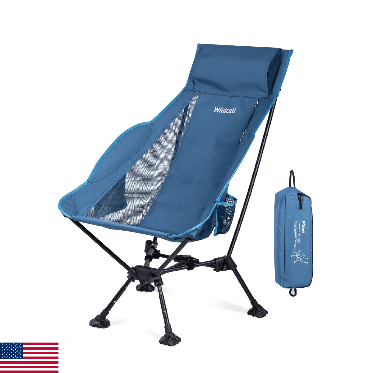 WildCall Lightweight Folding High Back Camping Chair with Head Support, Compact - Image 1