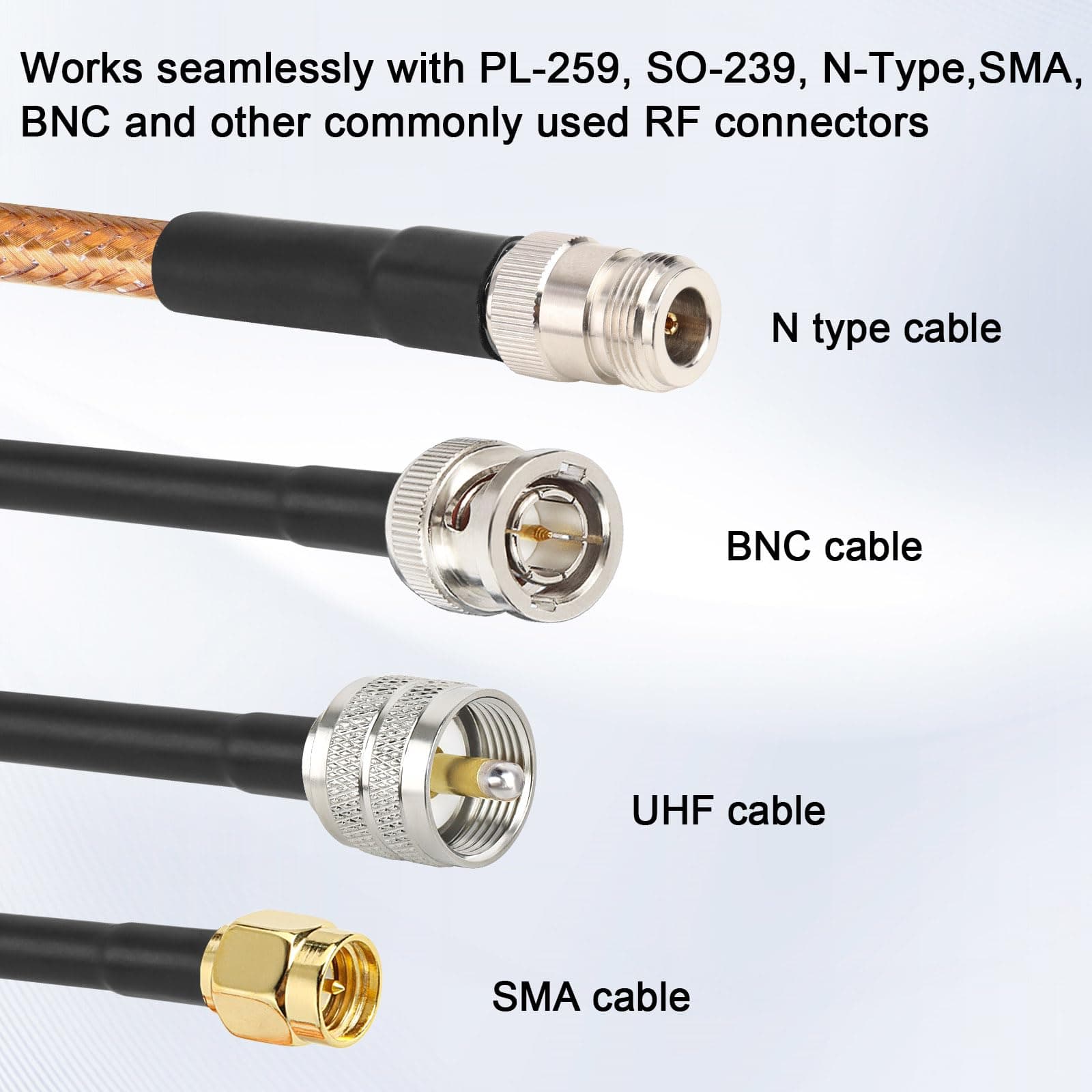 100FT RG8X Coaxial Cable, 50 Ohm Low Loss, Solid Copper Conductor, Durable Shiel - Thumbnail 3