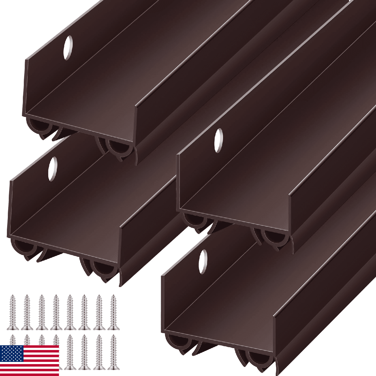 Lineshading 4 Sets Door Sweep Plastic PVC 1 3/4" x 36" Slide on Bottom Exterior - Image 1