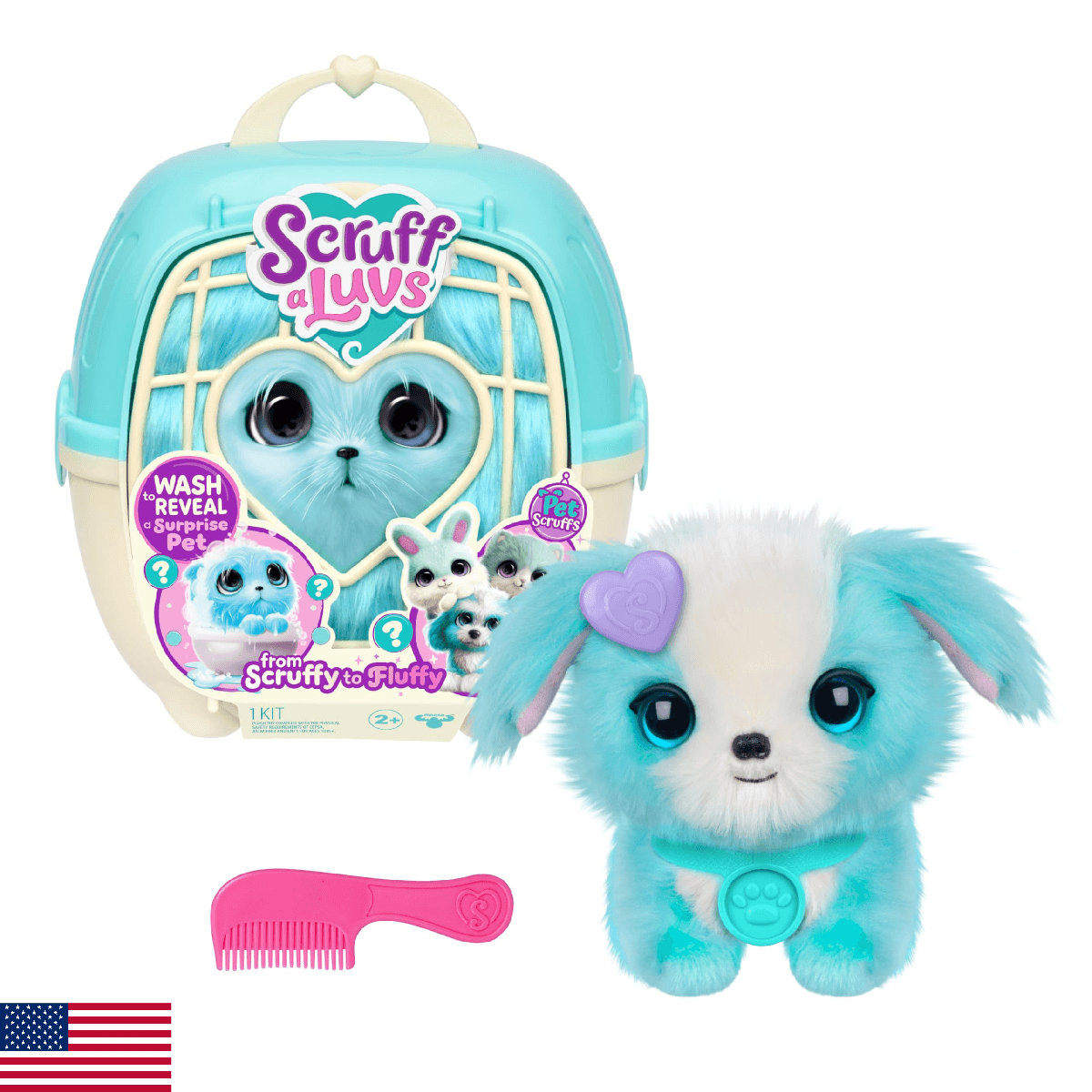 SCRUFFALUVS Blue Surprise Pet, Mystery Plush Toys, Stuffed Animals, Wash to Reve - Image 1