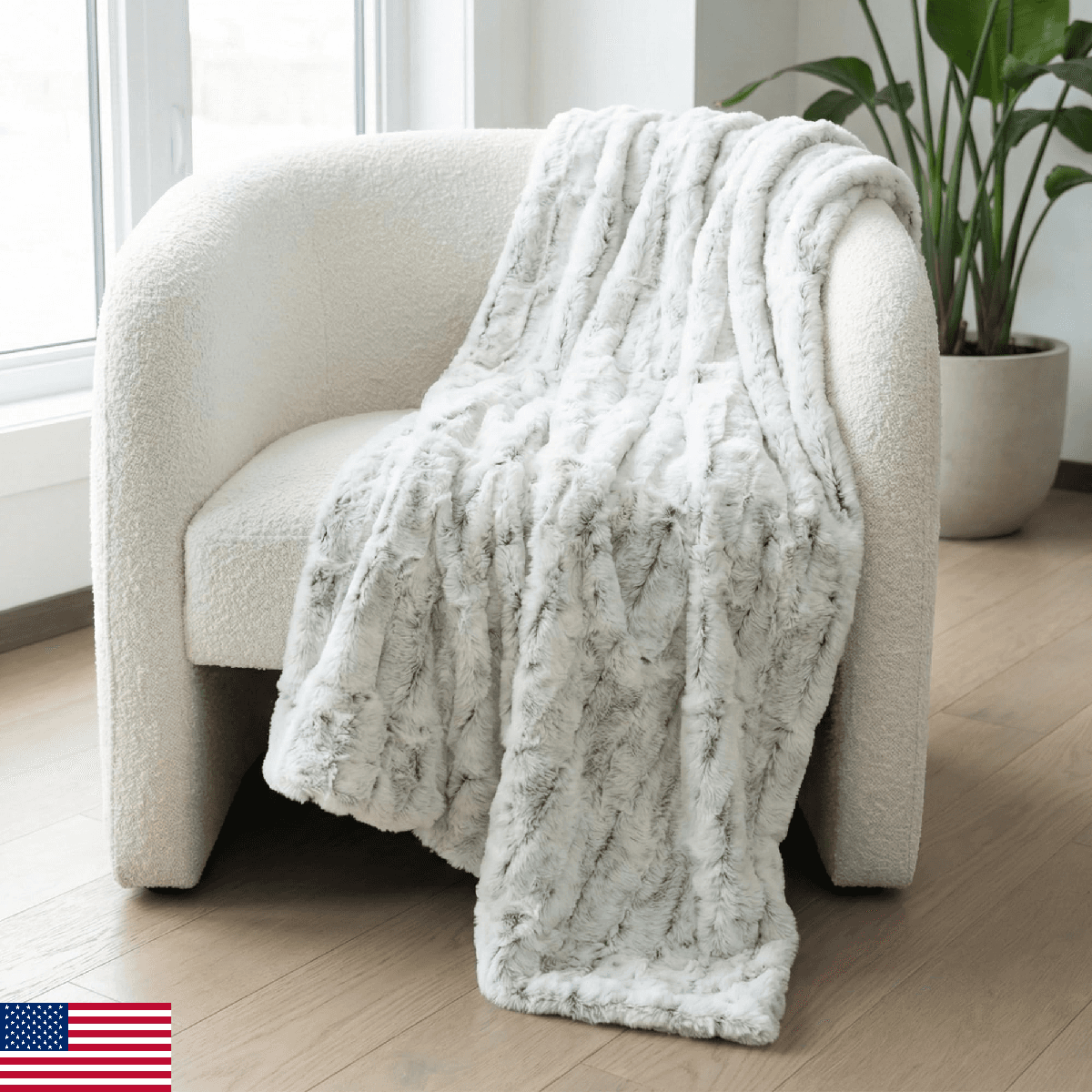 Americanflat Faux Fur Throw Blanket - Luxury 50x60 Extra Soft Plush Snow Leopard - Image 1